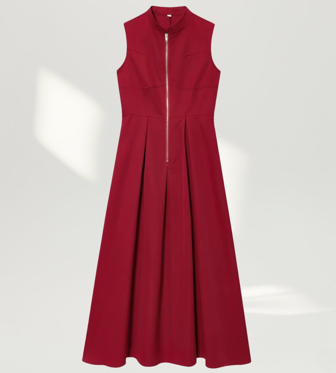 Vestido Longo Alfaiataria Premium Gola Alta com Zíper Frontal