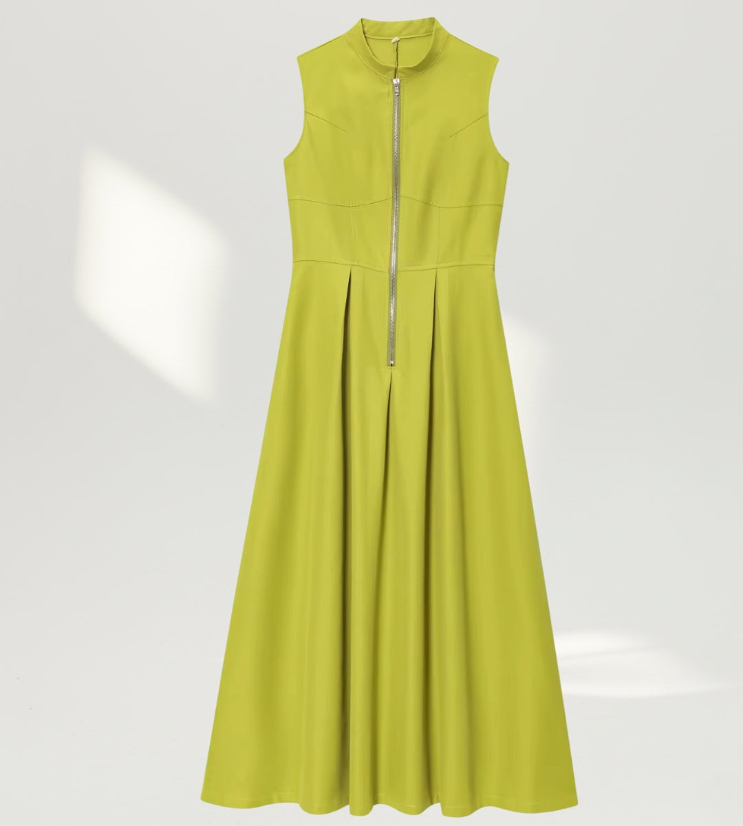 Vestido Longo Alfaiataria Premium Gola Alta com Zíper Frontal
