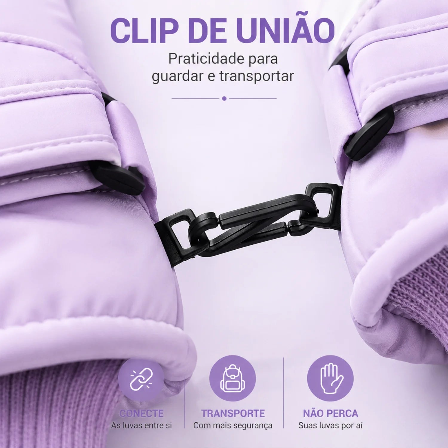 Luva de Frio Feminina Touch Screen Impermeável Lilás