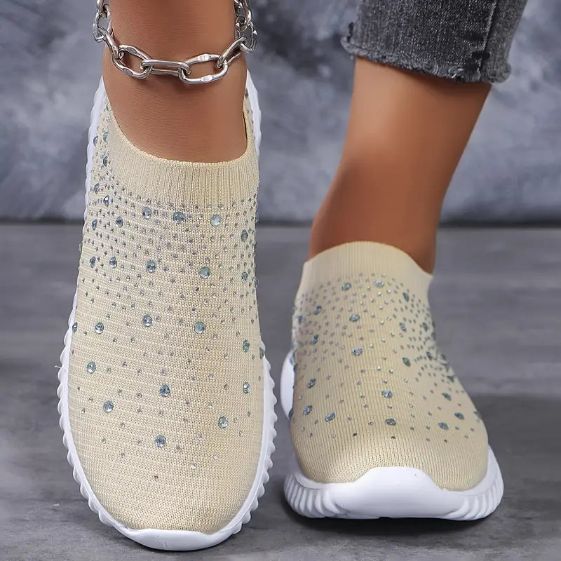 Tênis Feminino Knit com Pedrarias