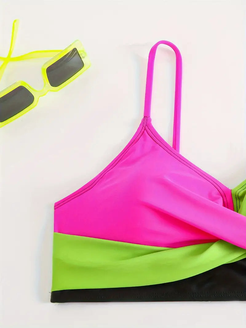 Biquíni feminino colorido para praia, piscina e verão