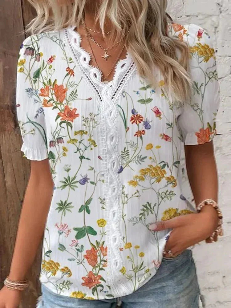 blusa feminina floral leve para verão