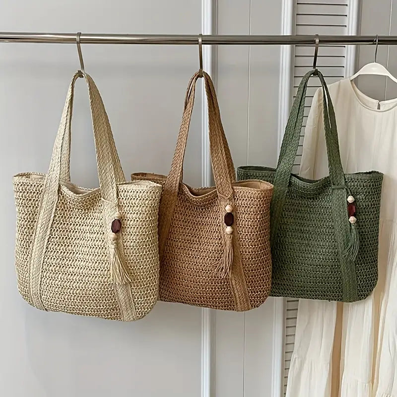 bolsa artesanal grande feminina com alça longa saybeleze