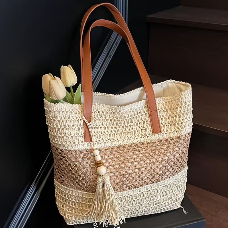 bolsa saybeleze trama artesanal bege com alça premium