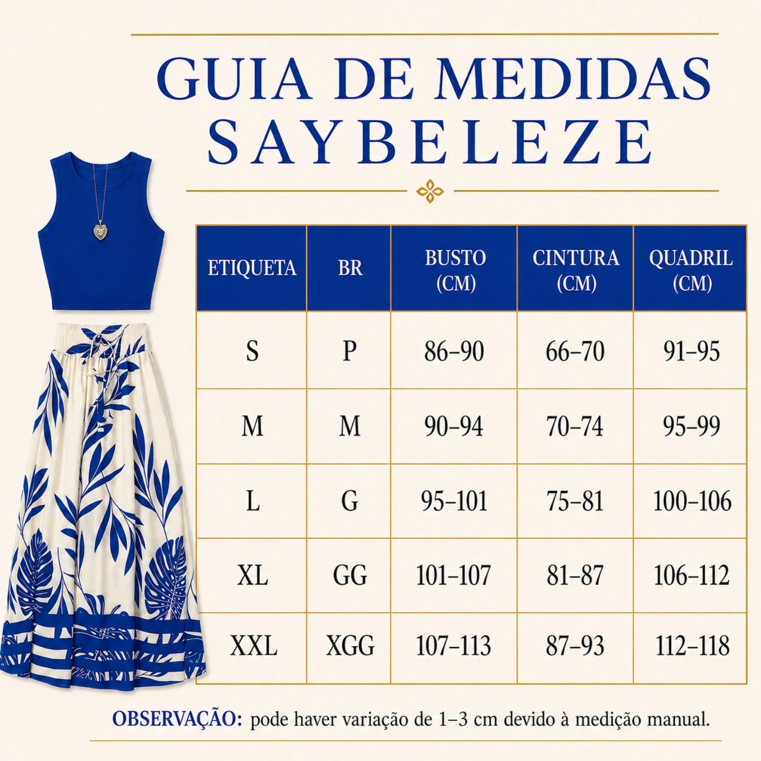 tabela de medidas conjunto cropped