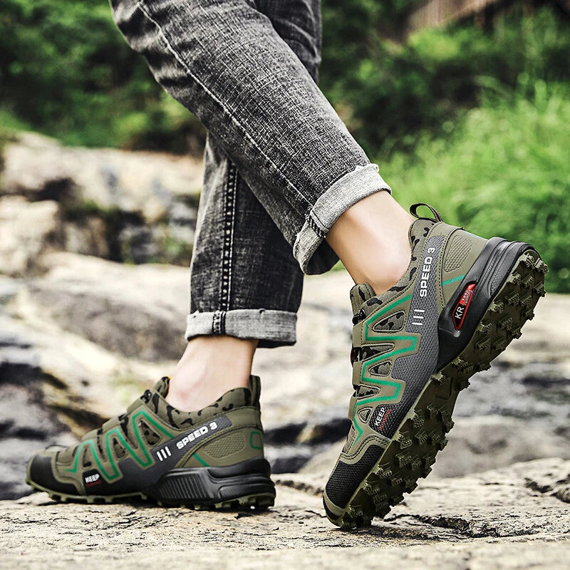 tenis speedrun pro verde camuflado para trilhas e trekking lado