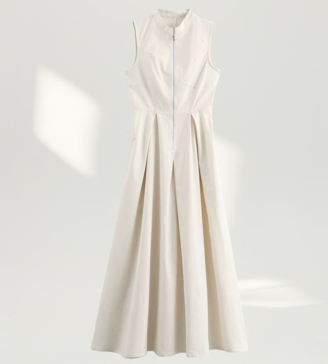 Vestido Longo Alfaiataria Premium Gola Alta com Zíper Frontal
