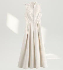 Vestido Longo Alfaiataria Premium Gola Alta com Zíper Frontal