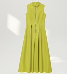 Vestido Longo Alfaiataria Premium Gola Alta com Zíper Frontal