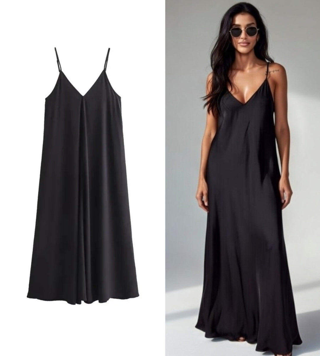 Vestido Feminino Longo Slip Dress Preto