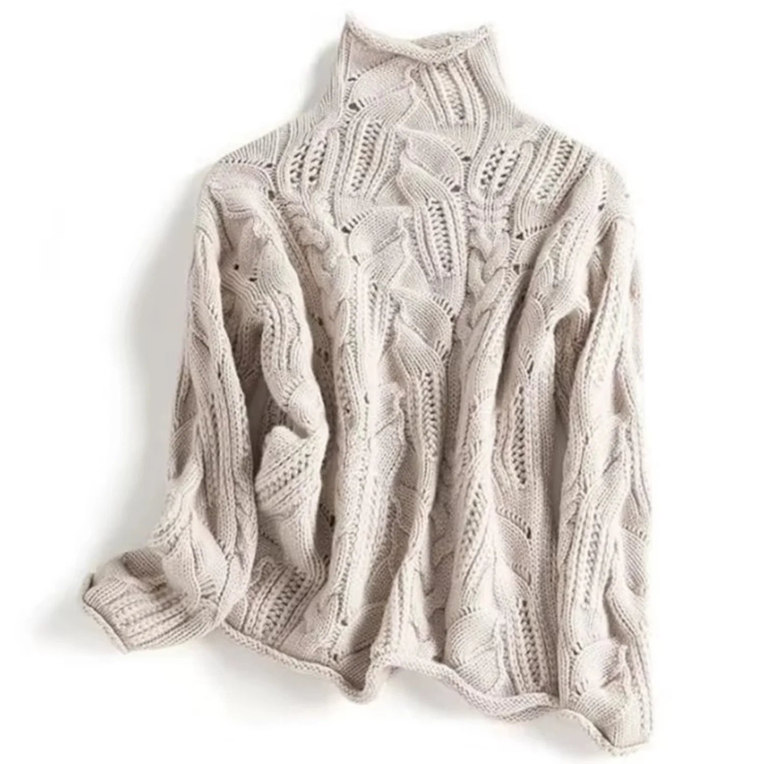 Suéter Feminino de Tricô Gola Alta Celestia Premium Inverno Elegante