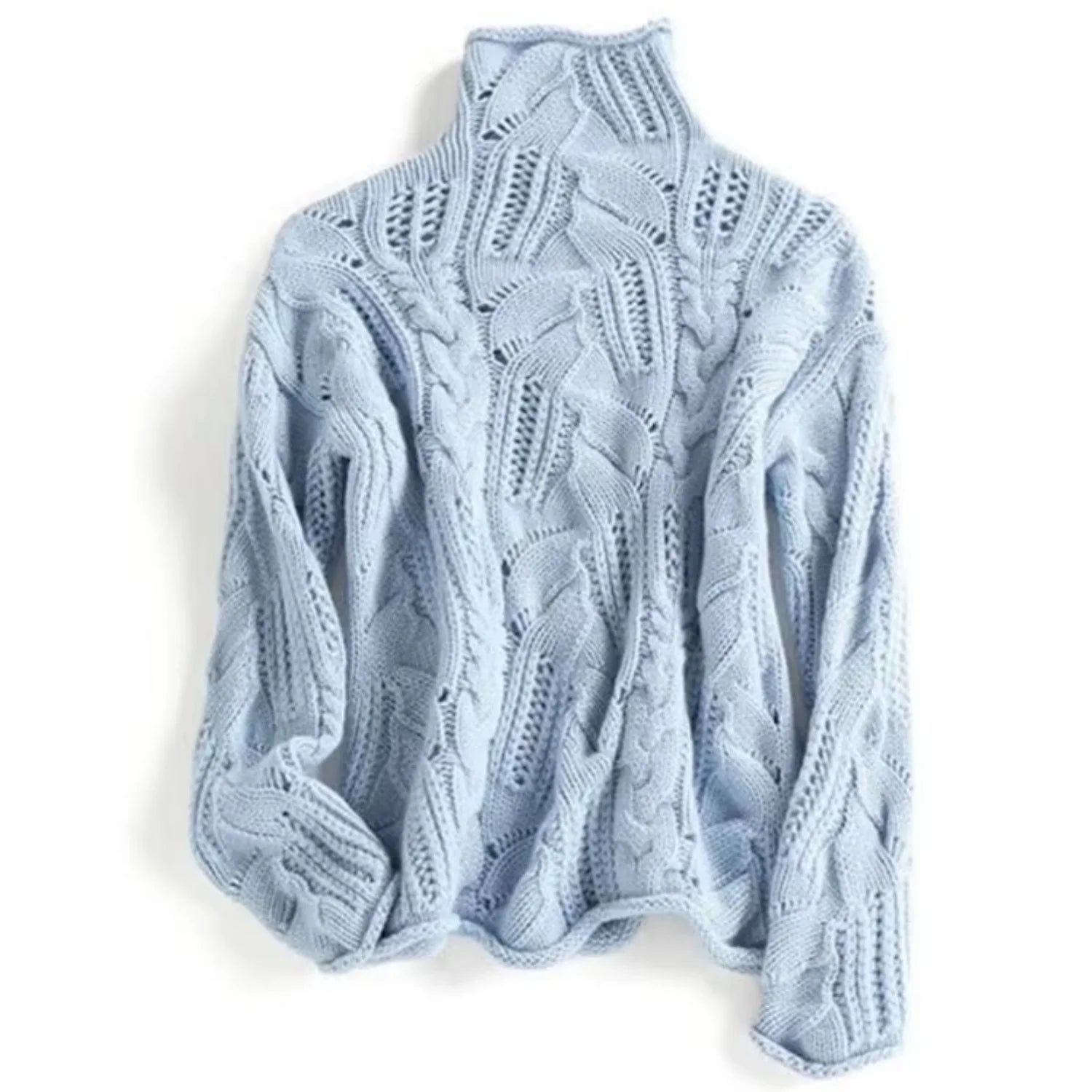 Suéter Feminino de Tricô Gola Alta Celestia Premium Inverno Elegante