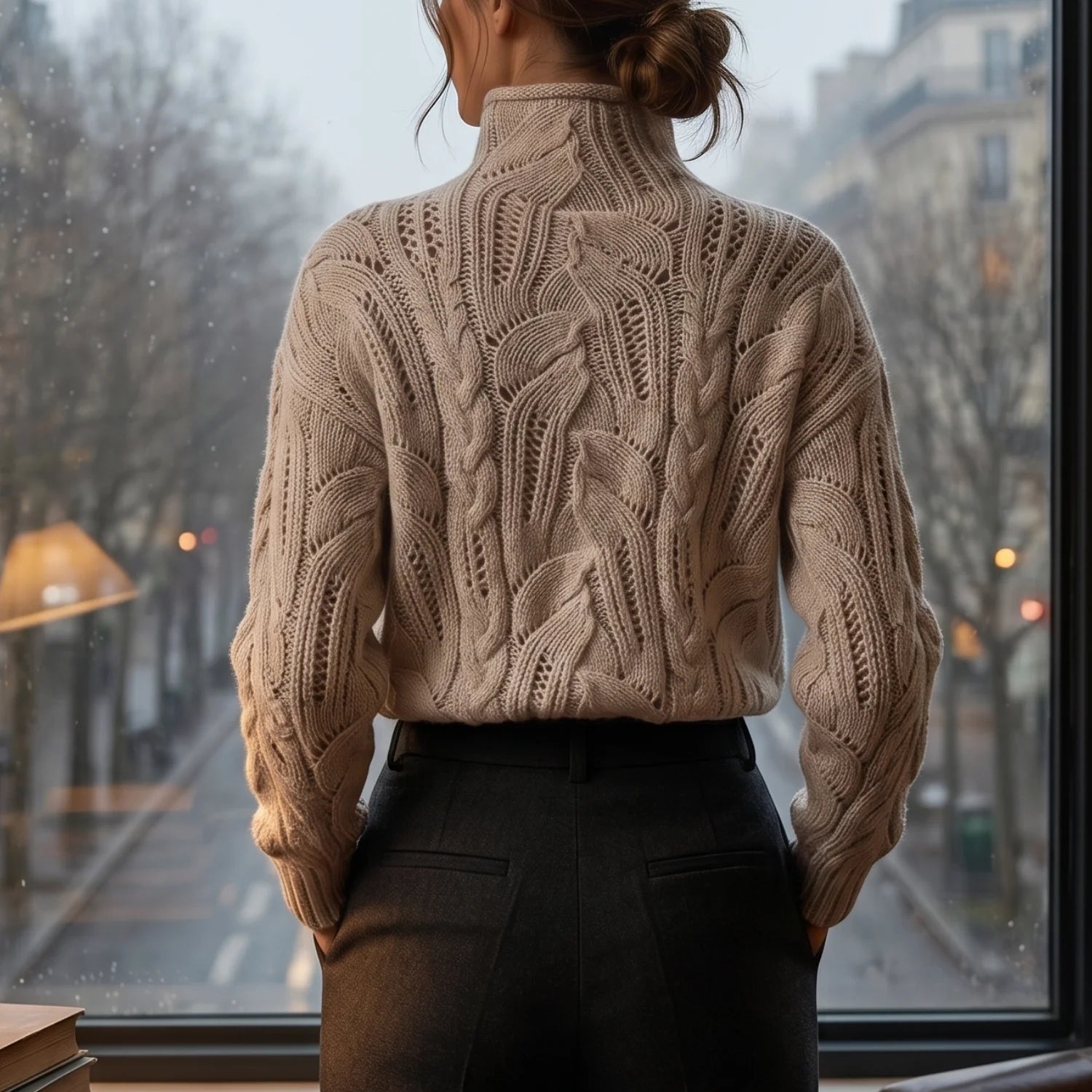 Suéter Feminino de Tricô Gola Alta Celestia Premium Inverno Elegante