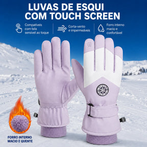 Luva de Frio Feminina Touch Screen Impermeável Lilás