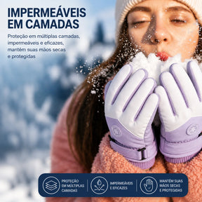 Luva de Frio Feminina Touch Screen Impermeável Lilás