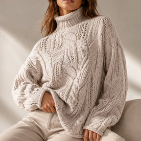 Suéter Feminino de Tricô Gola Alta Celestia Premium Inverno Elegante