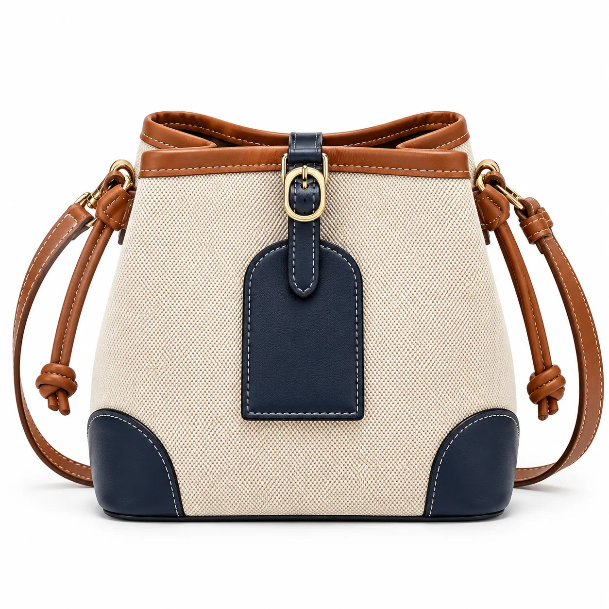 Bolsa Tote em Canvas com Detalhes Contrastantes - Saint-Tropez