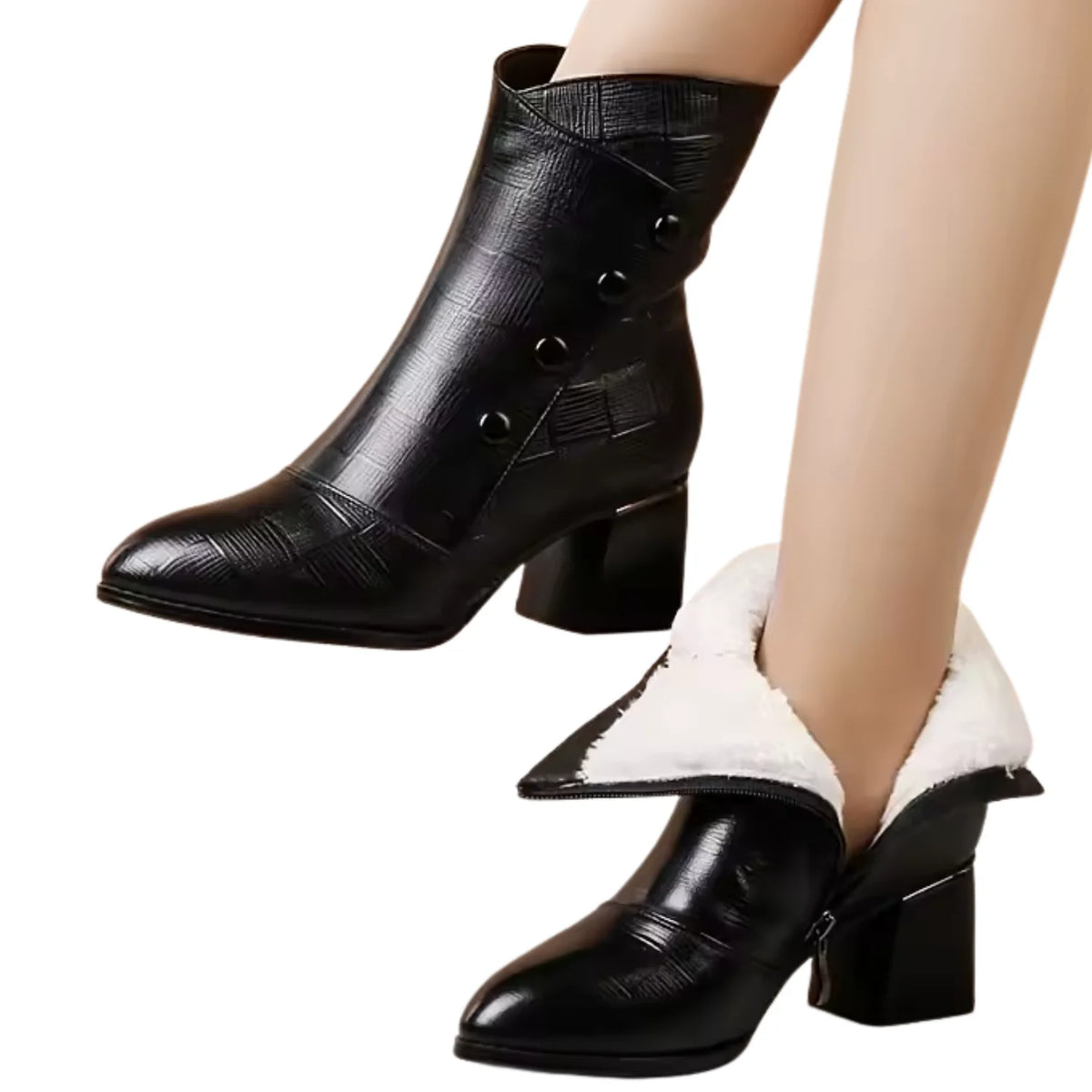 Bota Cano Curto Forrada Preta