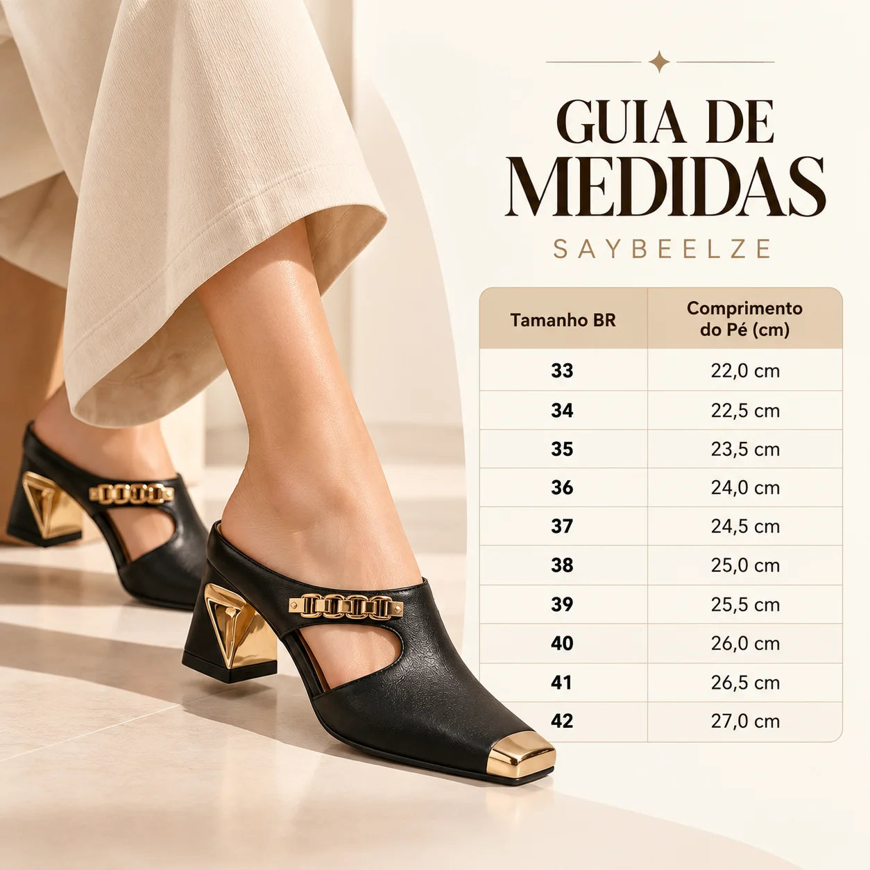 Mule Feminino Elegance com Salto Geométrico