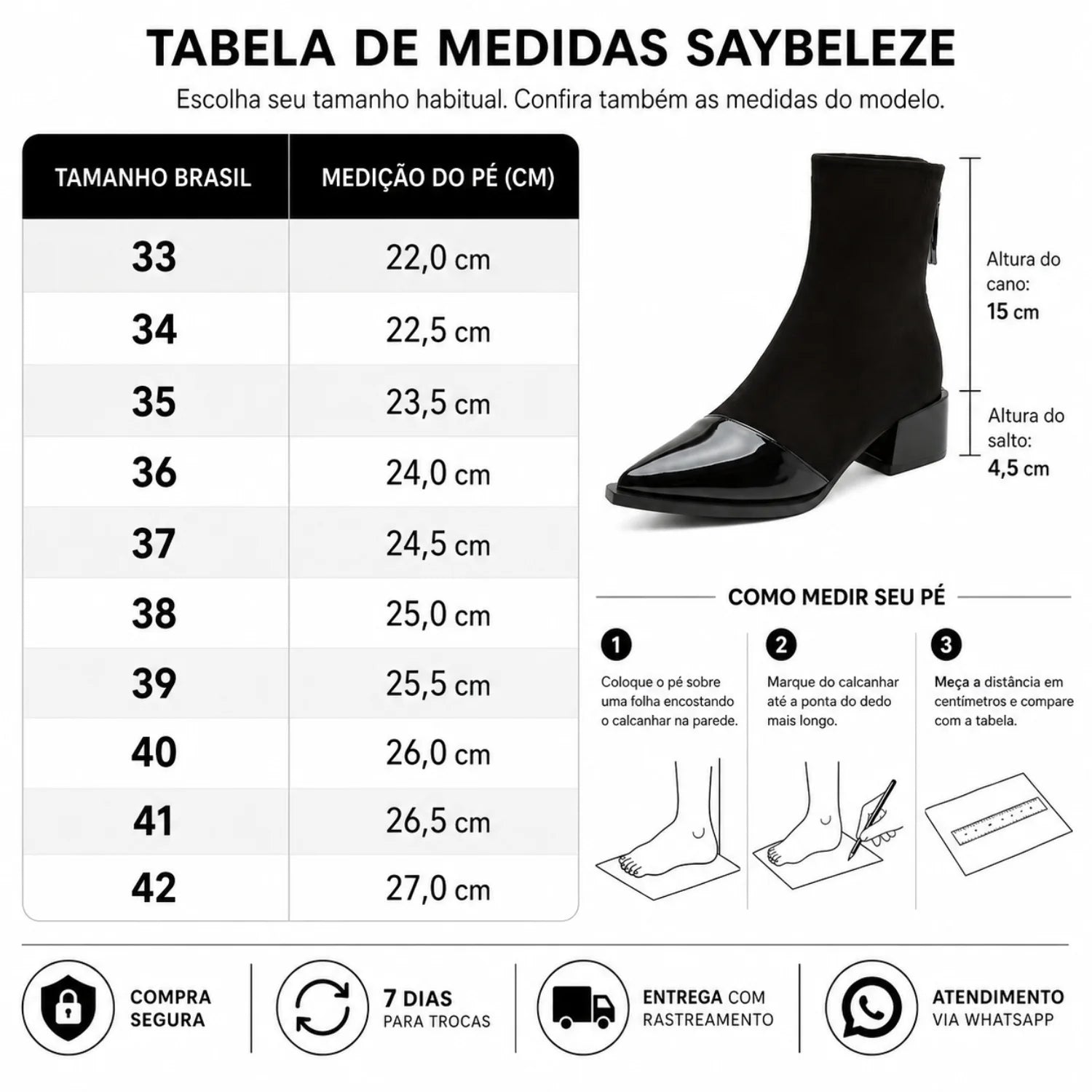 Bota Feminina Cano Curto Bico Fino Marrom e Preta - Elegância Atemporal