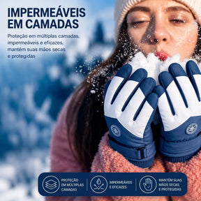 Luva de frio feminina impermeável em camadas