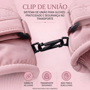clip de uniao luva Luva de frio feminina touch screen rosa 