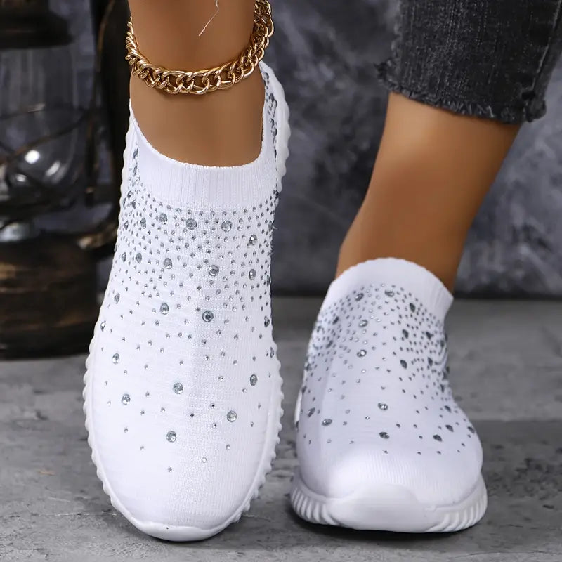 Tênis Feminino Knit com Pedrarias