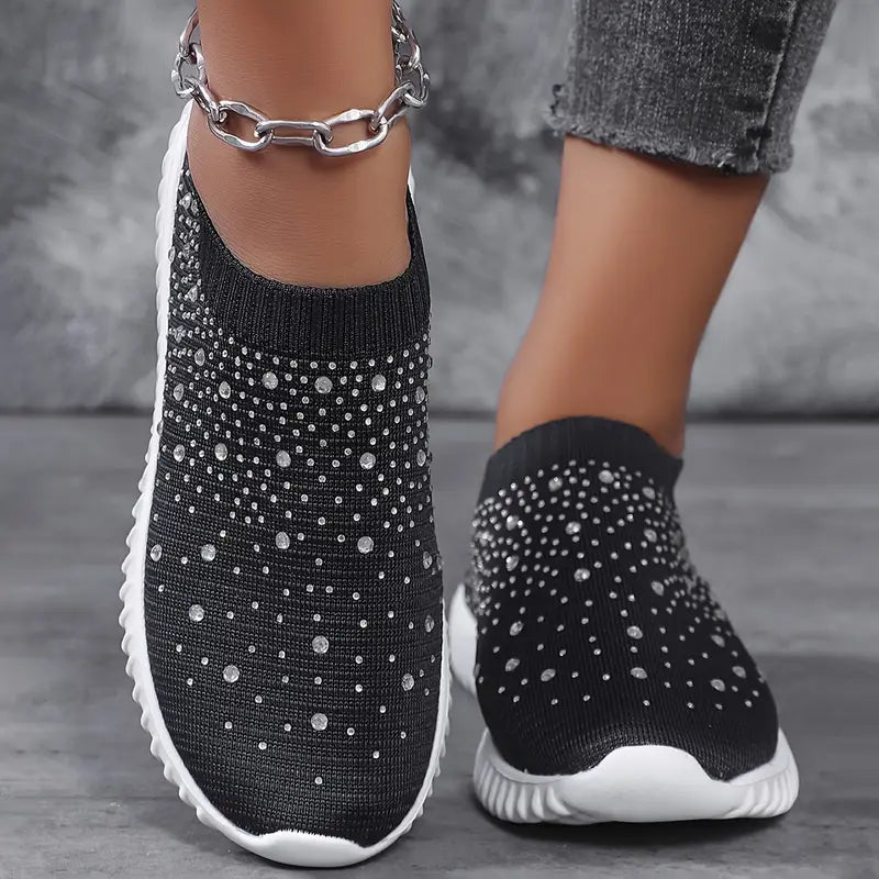 Tênis Feminino Knit com Pedrarias