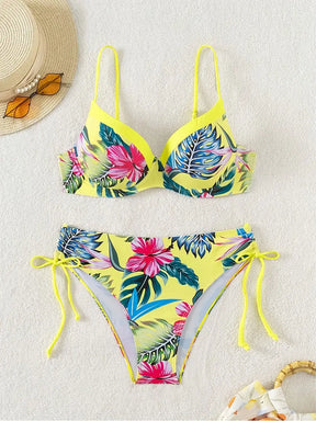 biquíni tropical feminino bojo estruturado moda praia detalhes
