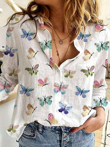 blusa feminina borboletas aquarela branca