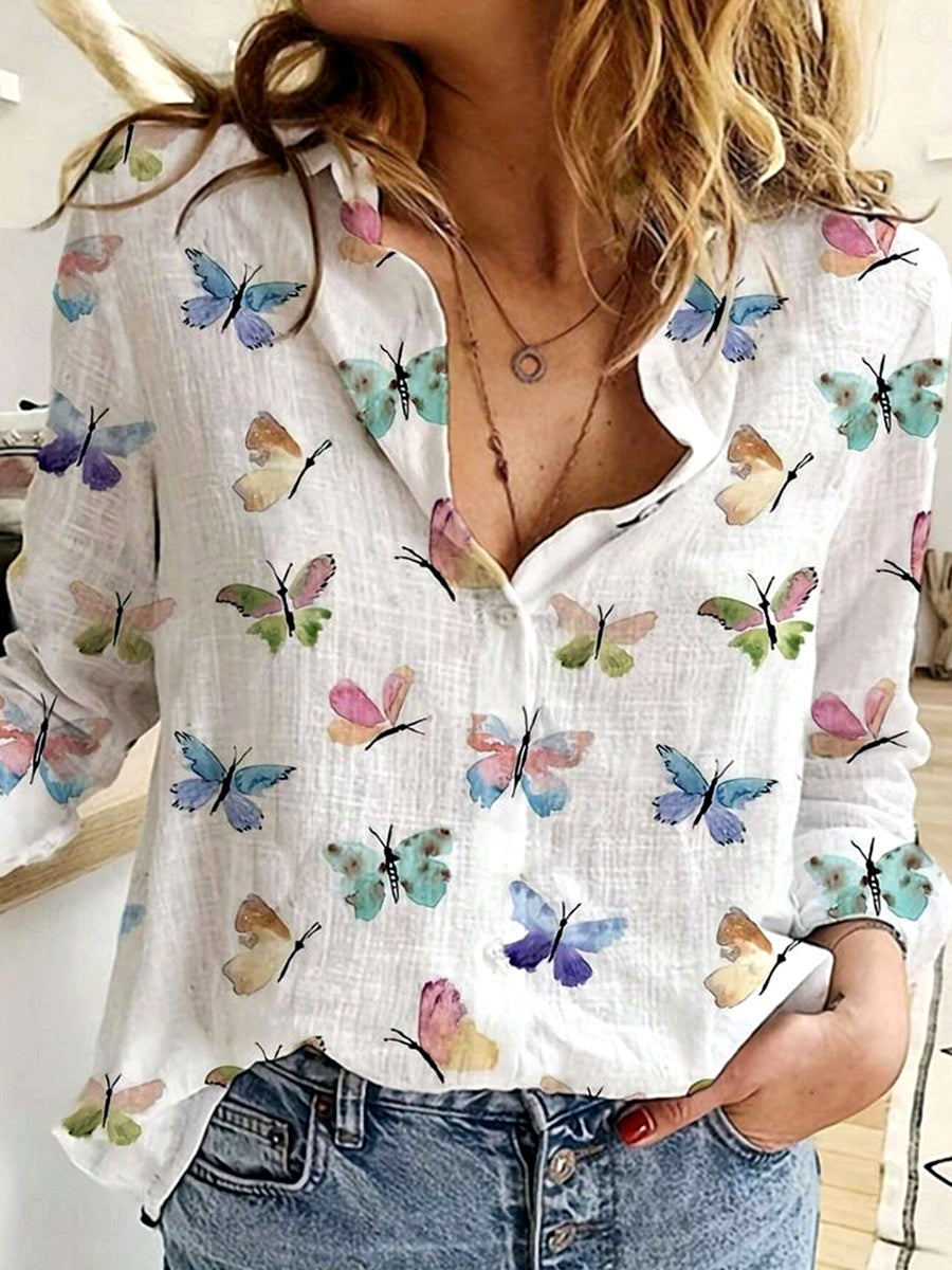 blusa feminina borboletas aquarela branca