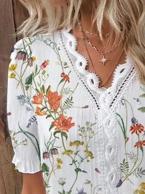 blusa feminina floral leve para verão detalhes