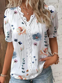 blusa manga curta floral multicolorida saybeleze
