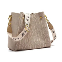 bolsa feminina transversal média bege com alça larga