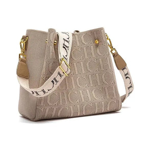 bolsa feminina transversal média bege com alça larga