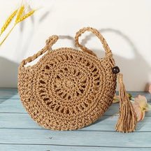 Bolsa Feminina Redonda de Palha Artesanal Saybeleze