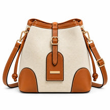 Bolsa Tote em Canvas Saint-Tropez marrom com detalhes contrastantes