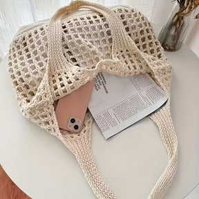 bolsa tricotada bege saybeleze design moderno detalhes