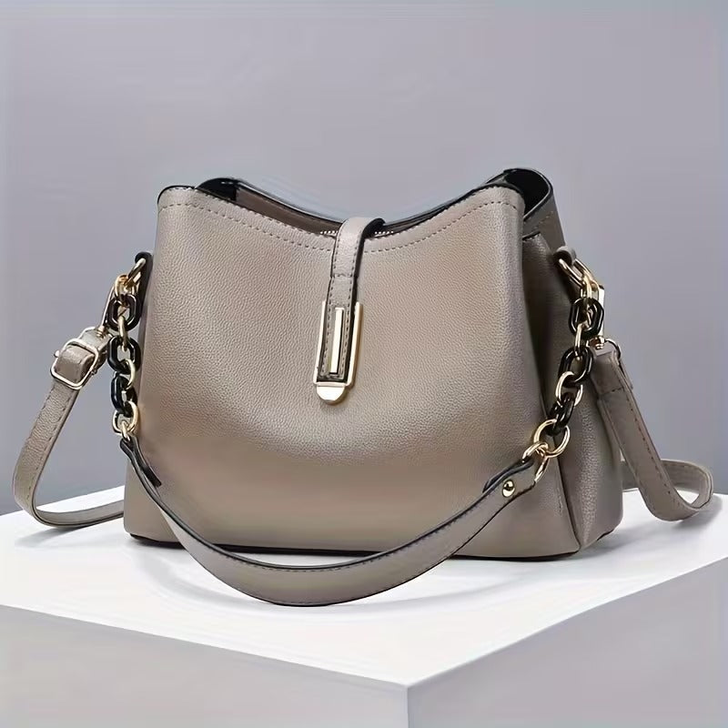 bolsa cinza feminina premium com alça longa ajustável