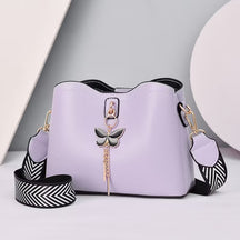 bolsa feminina compacta lilás com alça larga