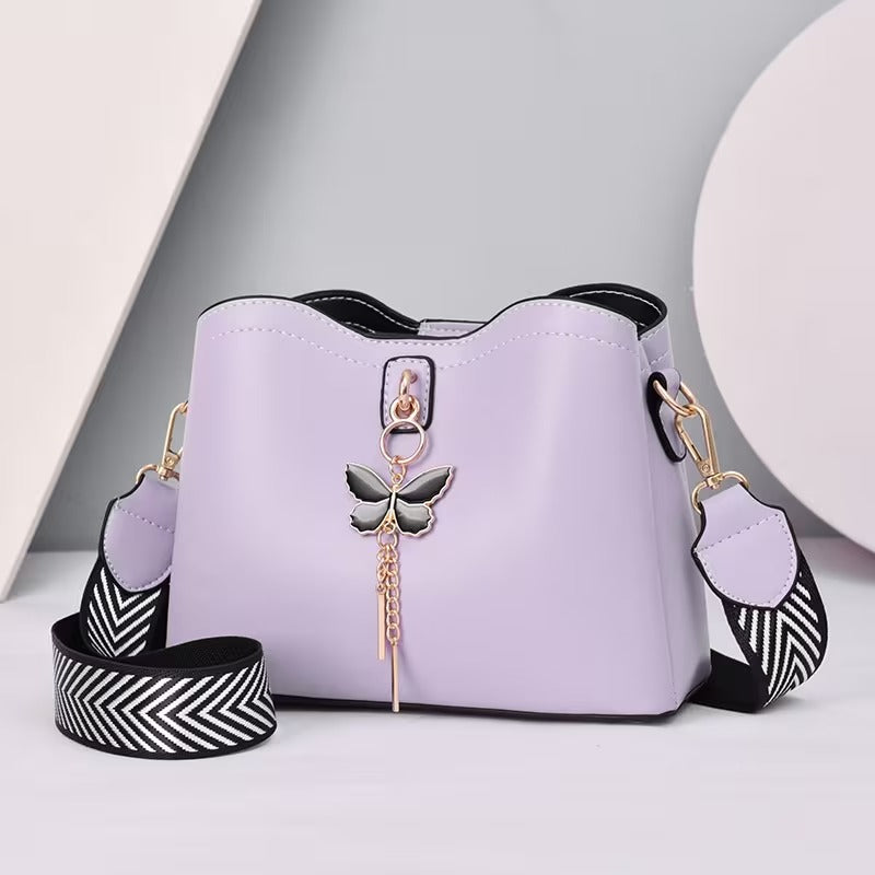 bolsa feminina compacta lilás com alça larga
