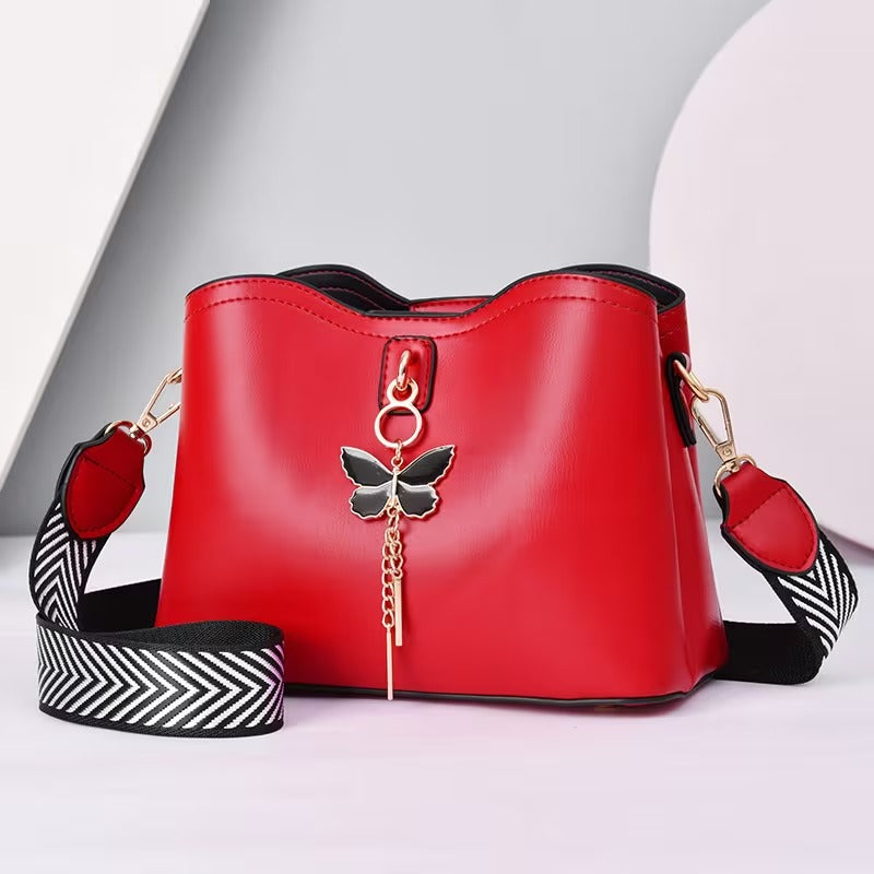 bolsa feminina compacta vermelho com alça larga