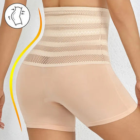 Visão traseira da cinta modeladora evidenciando o efeito empina bumbum e sustentação da lombar