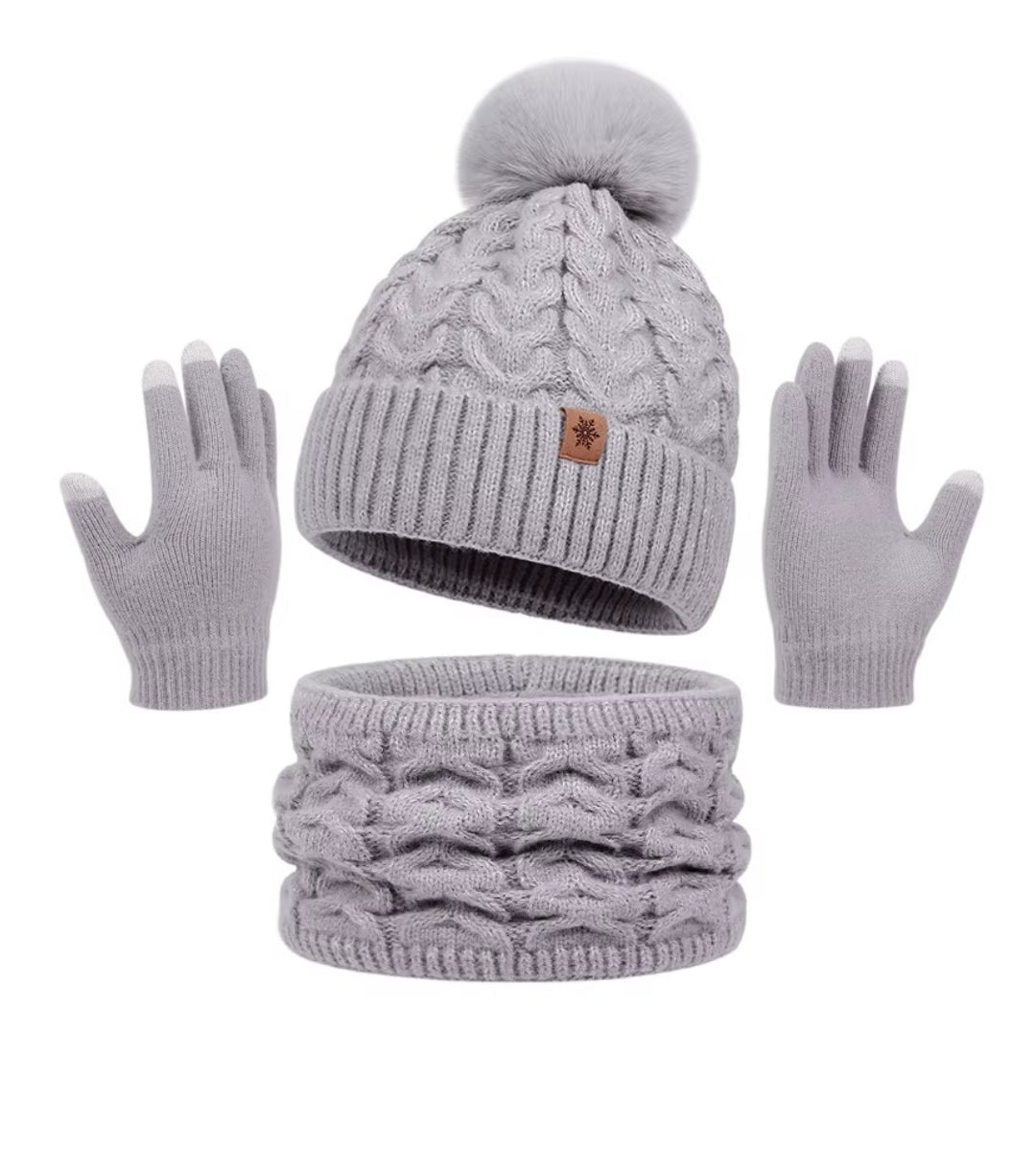 kit inverno feminino cinza com toque macio e confortável
