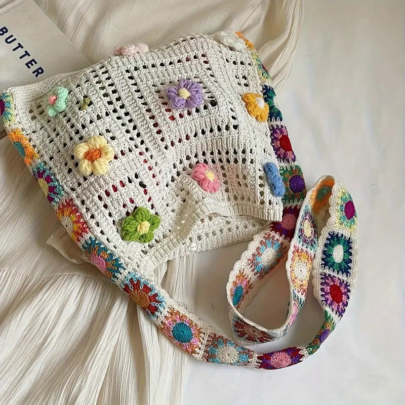 Bolsa Transversal Bohemian Retro Flores Coloridas