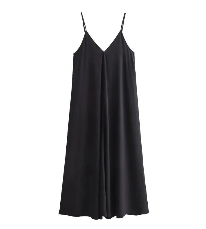 Vestido Feminino Longo Slip Dress Preto