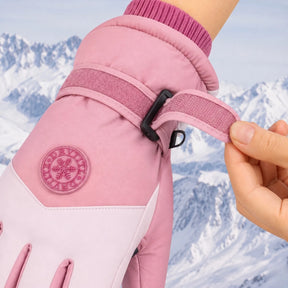 Luva de neve feminina rosa compatível com celular tela touch screen
