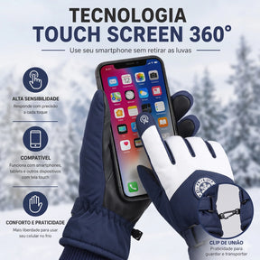 Luva de frio feminina compatível com celular tela touch screen azul marinho
