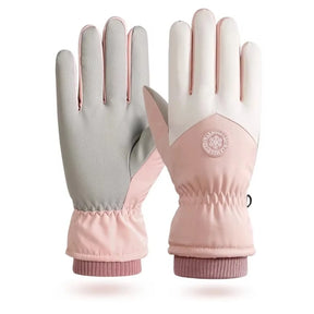 Par de luvas femininas térmicas impermeáveis touch screen rosa Oslo Rose em fundo branco