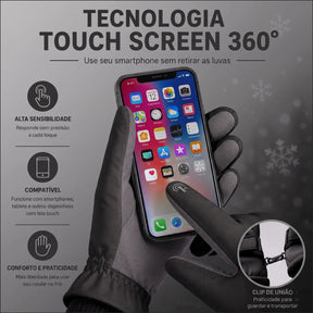 luva  touch screen preta no celular impermeável para neve e inverno